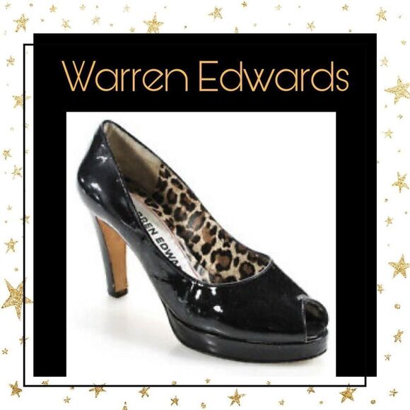 Warren Edwards Designer Peep Toe Black Pumps 8.5 - Picture 1 of 5